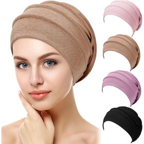 Syhood 4 Pieces Slouchy Beanies Hats Soft Cotton Sleep Cap Stretchy Sleeping Cap Headwear for Women