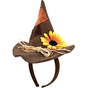 Unisex Adults Mini Scarecrow Hat On Headband Flower Halloween Costume Accessory