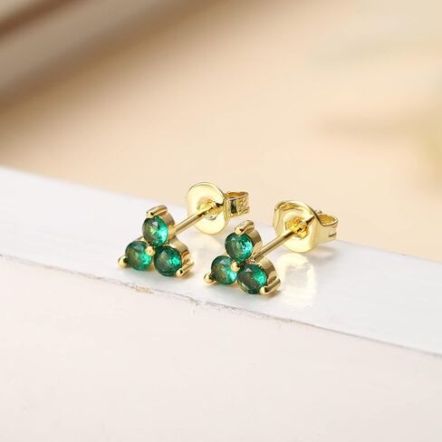 LOLIAS 9Pairs 14K Real Gold Plated Hoop Studs Earrings Set for Women Trendy Minimalist Small Hoop Chain Earrings Green Earrings Sets for Multiple Piercing in Kuwait