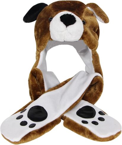 Bioterti Plush Novelty Animal Hat 3 in 1 Beanie with Long Paw Scarf, Mitten Combo in Saudi Arabia