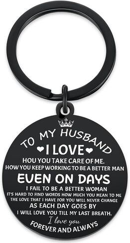 Aesnefe to My Husband Keychain from Wife I Love You Gift for Hubby Spouse Valentines Day Keyring Gifts for Him Men Jewelry for Anniversary Engagement Wedding Birthday Christmas in Saudi Arabia