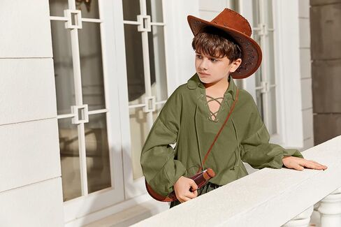 Bbalizko Boys Medieval Pirate Shirt Kids Renaissance Lace up Halloween Scottish Jacobite Ghillie Costume Tops in Kuwait
