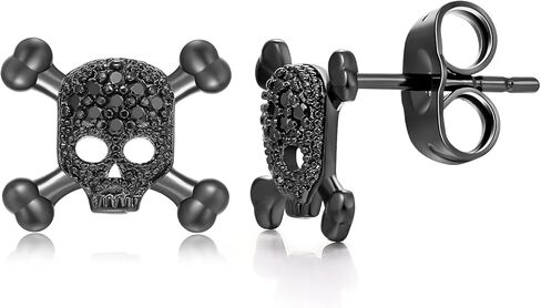 Stainless Steel Skull Stud Earrings Black Punk Rock Gothic Earrings for Men and Women in Kuwait