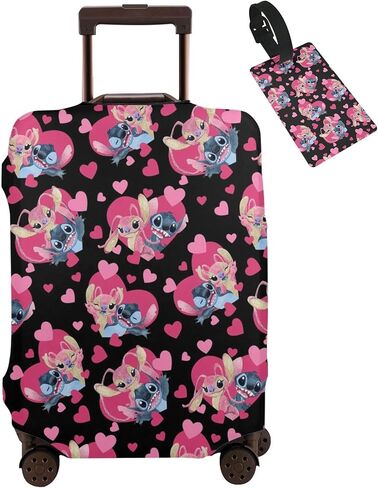 ISUNIET حقيبة السفر الغطاء الواقي حقيبة الجذع قابل للغسل غطاء الأمتعة المرنة يناسب 18 "-32" حقيبة حامي الأمتعة مع سحاب مخفي هدايا للنساء الفتيات لطيف 18 متوسطة in Kuwait