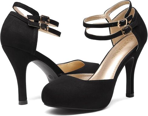 DREAM PAIRS Office-02 Women's Classy Mary Jane Double Ankle Strap Almond Toe High Heel Pumps New in Kuwait