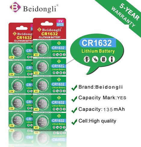 Beidongli CR1632 3 Volt Lithium Coin Cell Battery (20 Batteries)【5-Years Warranty】 in Kuwait