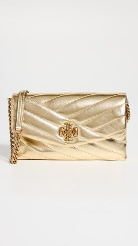 سلسلة محفظة نسائية من Tory Burch Kira Chevron معدنية، ذهبية، مقاس واحد in Saudi Arabia