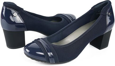 JENN ARDOR Chunky Block Pumps for Women Slip On Low Heel Closed Round Toe Dress Shoes Classic Mid Square Shoes Wedding Party Office Lady Shoes 2 inch in Kuwait