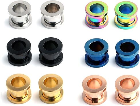 6 أزواج من 6 أزواج من الفولاذ الجراحي لقياس نفق الأذن وموسع الأذن ومقابس ثقب 6G-00G in Kuwait