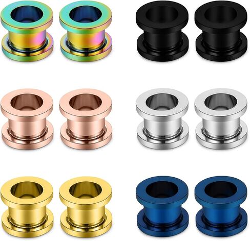 6 أزواج من 6 أزواج من الفولاذ الجراحي لقياس نفق الأذن وموسع الأذن ومقابس ثقب 6G-00G in Kuwait