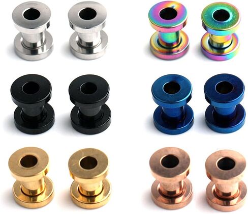 6 أزواج من 6 أزواج من الفولاذ الجراحي لقياس نفق الأذن وموسع الأذن ومقابس ثقب 6G-00G in Kuwait