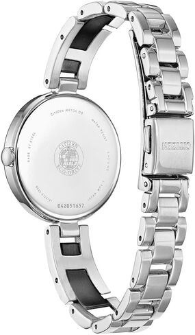 Citizen Women's Eco-Drive Modern Axiom Bangle Diamond Watch in Stainless Steel, Black Dial (Model: EX1538-50E) in Saudi Arabia