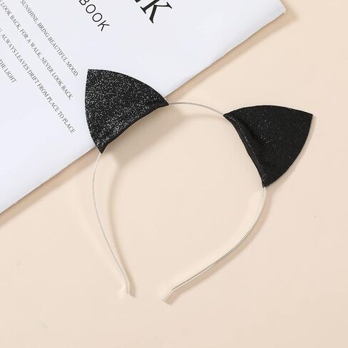 عصابة رأس ماكفاديون اللامعة على شكل أذن القطة للفتيات والنساء، إكسسوارات أزياء الهالوين للبالغين in Kuwait