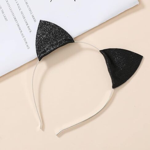 عصابة رأس ماكفاديون اللامعة على شكل أذن القطة للفتيات والنساء، إكسسوارات أزياء الهالوين للبالغين in Kuwait