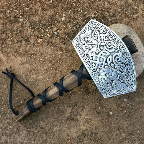 نورس تريدسمان مطرقة ثور بالحجم الكامل للبالغين قابلة للتجميع - خشب الساج هافت وجلد محبب علوي، بني، قياسي in Kuwait