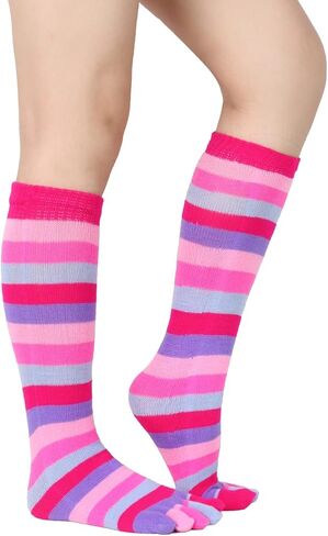 Benefeet Sox المرأة جوارب طويلة إلى الركب رجالي ملون قوس قزح مخطط طويل تو الجوارب للجنسين خمسة أصابع الجوارب هدايا عيد الميلاد in Kuwait