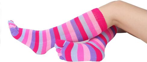 Benefeet Sox المرأة جوارب طويلة إلى الركب رجالي ملون قوس قزح مخطط طويل تو الجوارب للجنسين خمسة أصابع الجوارب هدايا عيد الميلاد in Kuwait
