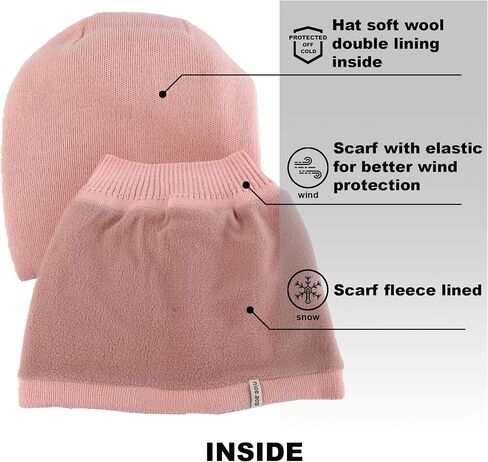 Braxton Hat and Scarf Set for Women - Knit Winter Plain Beanie Neck Warmer - Wool Fleece Cap Infinity Scarfs in Saudi Arabia