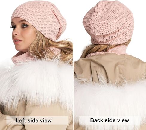 Braxton Hat and Scarf Set for Women - Knit Winter Plain Beanie Neck Warmer - Wool Fleece Cap Infinity Scarfs in Saudi Arabia
