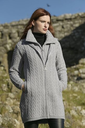 معطف مزدوج بغطاء للرأس من Aran Crafts، 100% صوف ميرينو (HD5174) in Kuwait