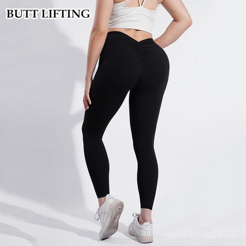 Moon Wood V Back Leggings Scrunch Butt Lifting for Women V Waist Cut Shaped Ruched Butter Soft Squat Proof Leggings in Saudi Arabia