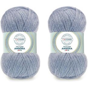 Angora Love (2-Skeins Pack) 20% Wool 80% Acrylic - Lace Weight Wool Yarn for Crocheting - Fingering & Socks Yarn (2 x 3.52 oz / 601 Yds) - Puce
