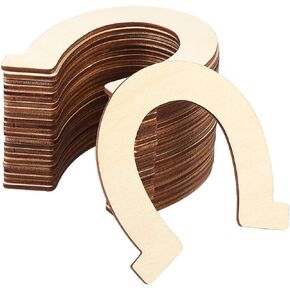 Healifty 24pcs Wood Discs Slices Horseshoe Shape Unfinished Wooden Cutouts Craft DIY Decoration in Saudi Arabia