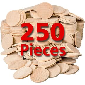 دوائر دائرية غير منتهية من الخشب الطبيعي للفنون والحرف 1.5 بوصة (250 قطعة) من Dragon Drew in Kuwait