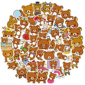 kawaii الكرتون الدب ملصقات 50pcs ملصقات الكمبيوتر المحمول للأطفال والمراهقين الفينيل للماء ملصق حزمة لزجاجات المياه الدراجة التزلج المائية قارورة الهاتف حقيبة