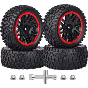 HobbyPark 12mm Hex Pre-Glued 1/10 RC Buggy Tires and Wheels Set Assembled, 3.46" (88mm) Tall for Traxxas Bandit VXL Losi Redcat Wltoys 144001 fit Brushless Motor 2S 3S Models in Saudi Arabia