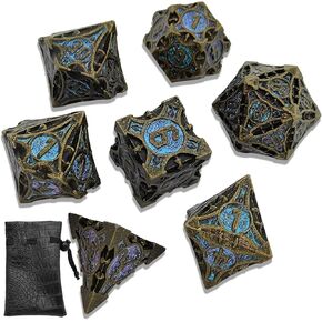 DND Metal Dice Set D&D RPG Apply to Dungeons and Dragons MTG D20 Polyhedral Dice Gifts Pathfinder Role Playing Accessories Table Games Black Storage Bag-Black Nickel Green in Kuwait