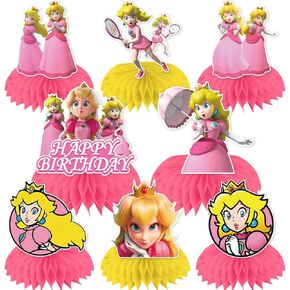 Princess Birthday Party Supplies, 8 Pcs Princess Table Decorations Honeycomb Centerpieces, 3D Double Side Peach Birthday Decorations for Peach Party Decorations in Kuwait