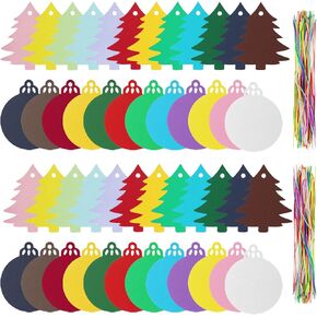 Fengek 240 Pcs Christmas Hanging Gift Tags, 120 Pcs Round Bauble Blank Labels and 120 Pcs Christmas Tree Hanging Ornaments with 240 Pcs Ribbons for Christmas DIY Crafts Decorations, 12 Colors