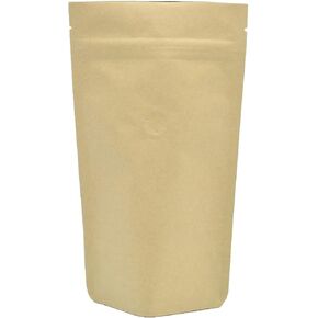 Light Kraft Paper Stand up Zipper Pouch for Coffee Bean with Degassing One Way Valve(25pcs) (4oz/120g) in Saudi Arabia