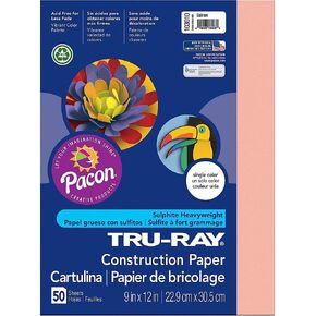 Tru-Ray Heavyweight Construction Paper, Salmon, 9" x 12", 50 Sheets