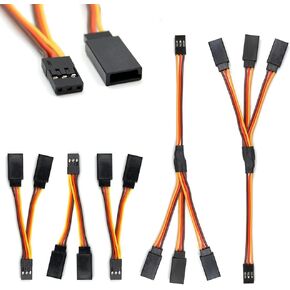 Servo Y Harness Splitter Cable 3 Pin Connector Wire Male to Female 4 Way Extension Lead Compatible with JR Futaba RC Car Airplanes (3PCS 1to2 and 2PCS 1to3)