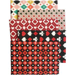 Mililanyo 5 قطع 18x22 بوصة نمط البوكر نسيج القطن أحمر أسود اللون الدهون الربع حزم خليط أنماط مطبوعة الخياطة خليط Precut النسيج DIY Artcraft in Kuwait