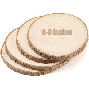 4 قطع شرائح خشبية كبيرة للقطع المركزية 9-10 بوصات خشبية دائرية لديكور الطاولات دوائر خشبية ريفية للحرف اليدوية وديكور الزفاف أقراص خشبية مستديرة وشرائح خشبية للزينة in Kuwait
