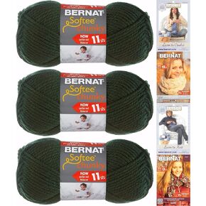 حزمة خيوط مكتنزة من Bernat Softee Super Bulky 6، 3 أزواج أخضر داكن 28237 in Kuwait