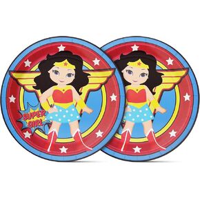 Valentina Buck 24 counts Party Plates for Wonder Plates Birthday Plate 9 Inch, Cake Paper Dessert Set Birthday Party Supplies Decorations in Kuwait