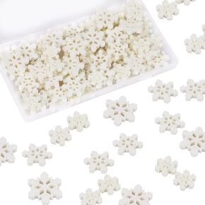 BENBO 80PCS Tiny Resin Snowflakes Embellishment Christmas Decorative Snowflake Decor Small White Snow Shaped Flatback Charms Ornaments with Box, 3 Sizes in Kuwait