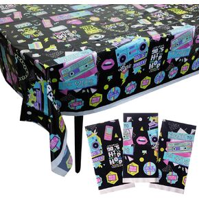 Heliltd 3pcs 90's Party Decorations 90s Plastic Party Table Cover 90s Decorations for Party 90s Table Cloths for Parties 90s Theme Party Decorations 107x54 inch in Kuwait