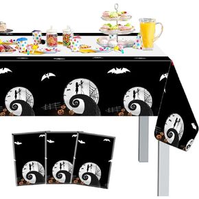 3 قطع من أغطية طاولات حفلات كابوس عيد الميلاد من RenbangUS، أغطية طاولات بلاستيكية لحفلات الهالوين على شكل يقطين جاك، أغطية طاولات بلاستيكية لحفلات الهالوين المخيفة (42.5 × 70.8 بوصة) in Kuwait