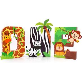 لافتة باحرف واحد بتصميم حيوانات الغابة من سفاري، زينة لعيد الميلاد الاول من الورق، حروف معجونة، دعائم تحطيم الكيك، مجموعة حروف زخرفية قائمة بذاتها لمستلزمات حفلات اعياد الميلاد للاولاد in Kuwait
