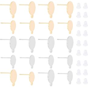 UNICRAFTALE 40pcs 12mm Round Stud Earring with Ear Nut Hypoallergenic Stainless Steel Earring with Loop Golden and Stainless Steel Color Earring Post for DIY Jewelry Making in Kuwait