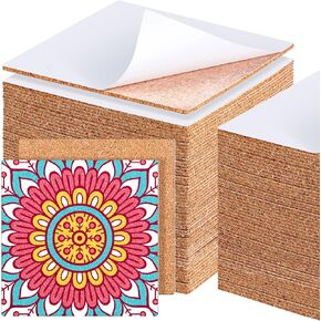 Chunful 60 Pcs Self Adhesive Cork Squares 6" x 6" Cork Backing Sheets for Coasters DIY Ceramic Tiles, Mat, Mini Wall Board, 2 mm Thick in Saudi Arabia