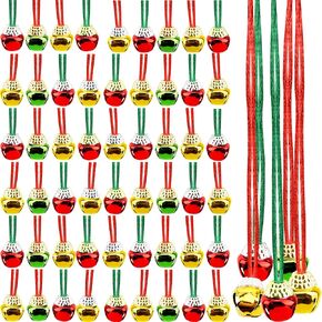 Cagemoga 80 Pack Christmas Bell Necklaces Holiday Bell Necklaces Bulk for Christmas Holiday Party Supplies in Kuwait