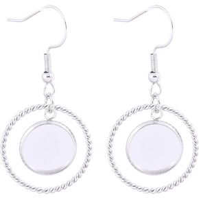 20pcs 12mm Cabochon Earring Setting Tray Blanks with Hoop Charms DIY Bezels for Earrings Making Supplies