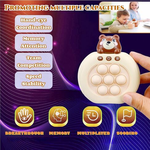 2 Pc New Speed Push Handheld Game Machine-Fidget Console,Quick Push Light Up Pop Game for Adults and Kids,Music Whack A Mole Stress Relief Fidget Toys,Squeeze Poppet Sensory Push Pop Bubble Toy (2 Ct) in Kuwait