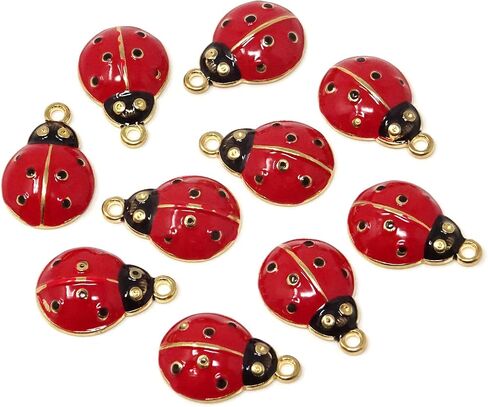 Honbay 10PCS Enamel Alloy Cute Ladybug Insects Charms Pendant for Earrings Bracelets Necklaces Jewelry Making and DIY Crafts in Kuwait